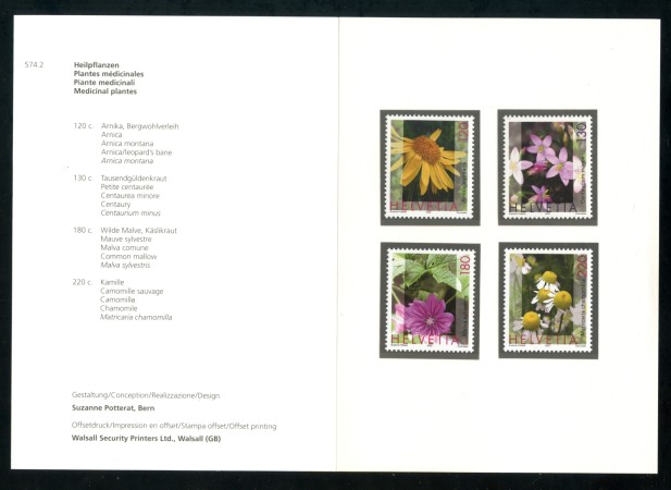 2003 - SVIZZERA - PIANTE MEDICINALI 7v. - NUOVI -  2 FOLDER -  LOTTO/37381F