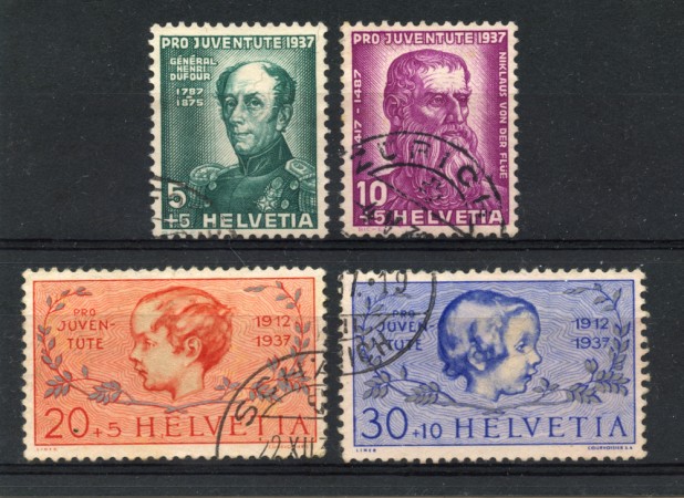 1937 - LOTTO/22270 - SVIZZERA  - PRO JUVENTUTE 4v. - USATI