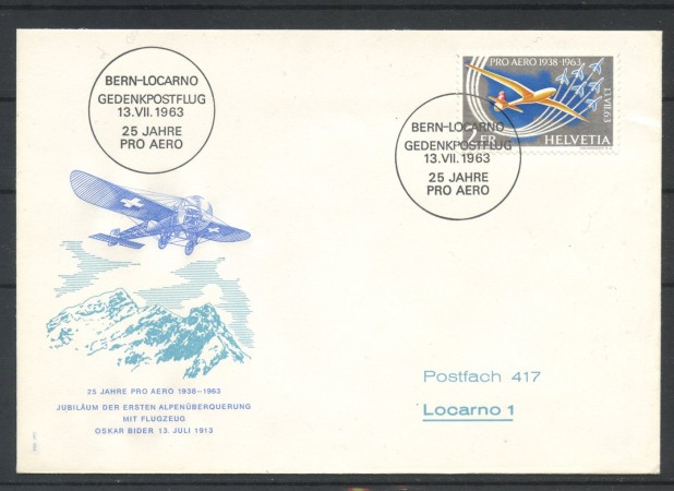 1963 - SVIZZERA - LOTTO/41707 - PRO AEREO VOLO BERNA LOCARNO - BUSTA