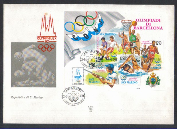 1992 - LOTTO/8126Z - SAN MARINO - OLIMPIADI DI BARCELLONA - FDC