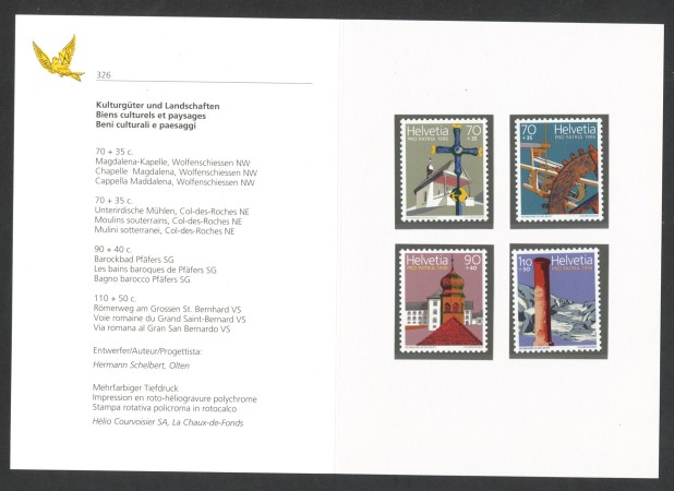 1996 - SVIZZERA - LOTTO/43491F - PRO PATRIA PAESAGGI 4v . NUOVI - FOLDER