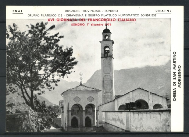 1974 - REPUBBLICA - LOTTO/47639 - SONDRIO XVI° GIORNATA DEL FRANCOBOLLO - CARTOLINA NUMERATA
