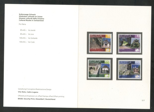 2007 - LOTTO/37552F - SVIZZERA - PRO PATRIA 4v. - NUOVI - FOLDER