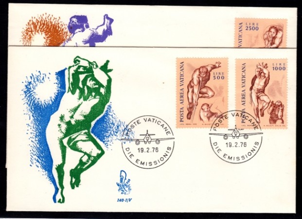 1976 - LOTTO/13160 - VATICANO - POSTA AEREA ANGELI  - 2 BUSTE FDC
