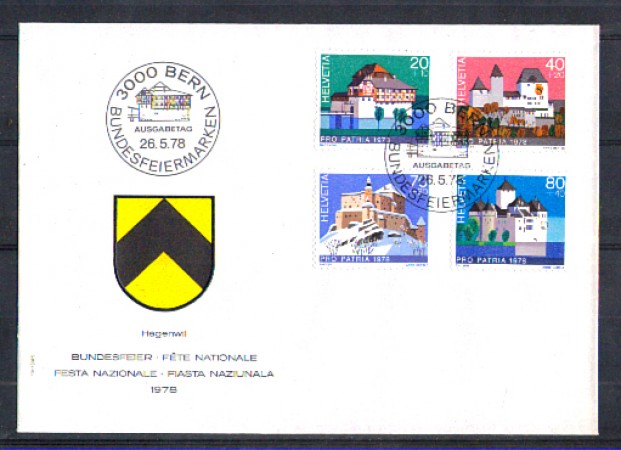 1978 - LOTTO/SVI1063FDC - SVIZZERA - PRO PATRIA 4v. - BUSTA FDC
