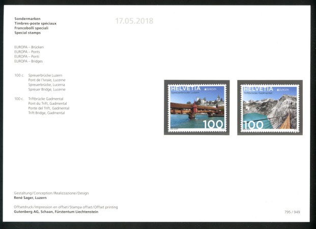 2018 - SVIZZERA - LOTTO/39733F - EUROPA 2v. - NUOVI FOLDER