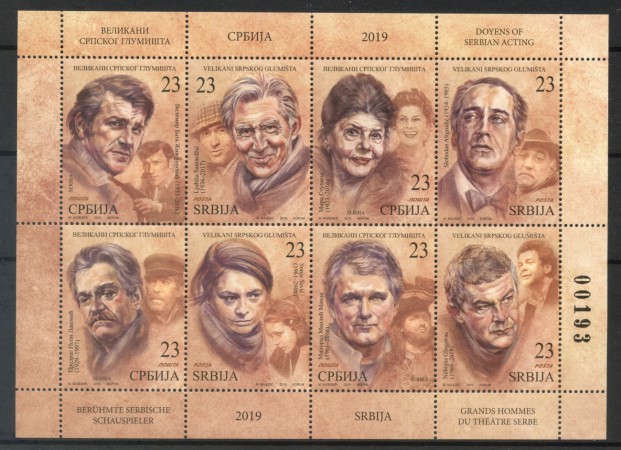 2019 - SERBIA REPUBBLICA - ATTORI  8v. - FOGLIETTO  NUOVI - LOTTO/35387