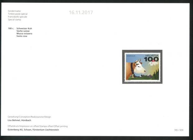 2017 - SVIZZERA - LOTTO/39723F - MUCCA SIMMENTAL - NUOVO FOLDER