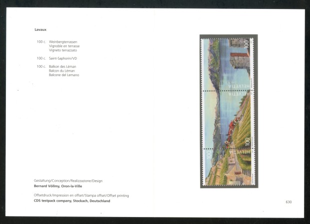2011 - SVIZZERA - LOTTO/37789F - PANORAMA DI LAVAUX 3v. - NUOVI - FOLDER