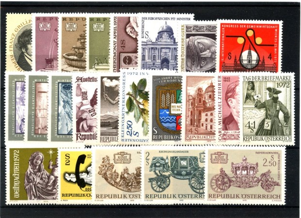1972 - AUSTRIA - LOTTO/43662 - ANNATA COMPLETA 23v. + 1 FOGLIETTO  NUOVI