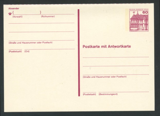 1979/80 - LOTTO/17131 - BERLINO - 60+60 Pf. CARTOLINA POSTALE - NUOVA