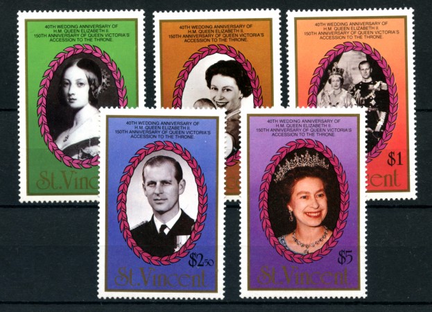 1987 - ST.VINCENT - LOTTO/20058 - 40° MATRIMONIO REALI INGLESI 5v. - NUOVI