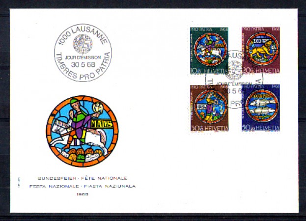 1968 - LOTTO/SVI810FDC - SVIZZERA - PRO PATRIA 4v. - BUSTA FDC