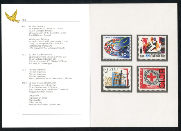 1999 - SVIZZERA - ANNIVERSARI 4v. - NUOVI - FOLDER -  LOTTO/37318F