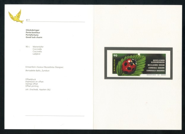 2002 - SVIZZERA - FRANCOBOLLO PER AUGURI - NUOVO -  FOLDER - LOTTO/37372F