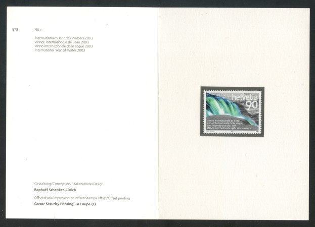 2003 - SVIZZERA - ANNO DELL'ACQUA - NUOVO -  FOLDER - LOTTO/37385F