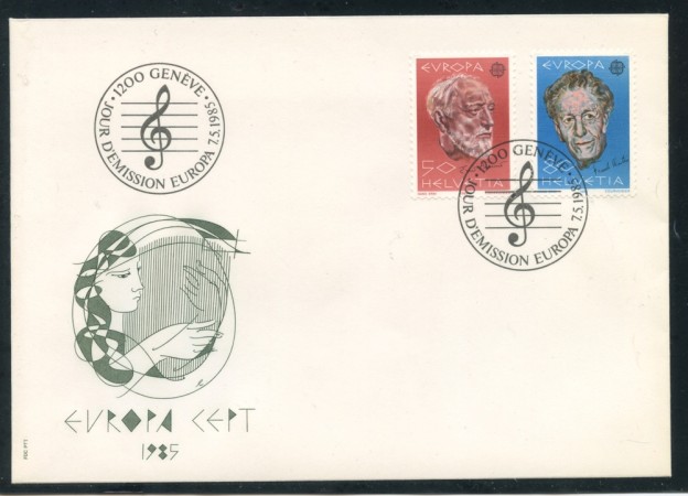 1985 - SVIZZERA - EUROPA MUSICA 2v. - BUSTA FDC - LOTTO/25371