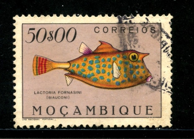 1951 - MOZAMBICO - 50 e. PESCI - USATO - LOTTO/29059