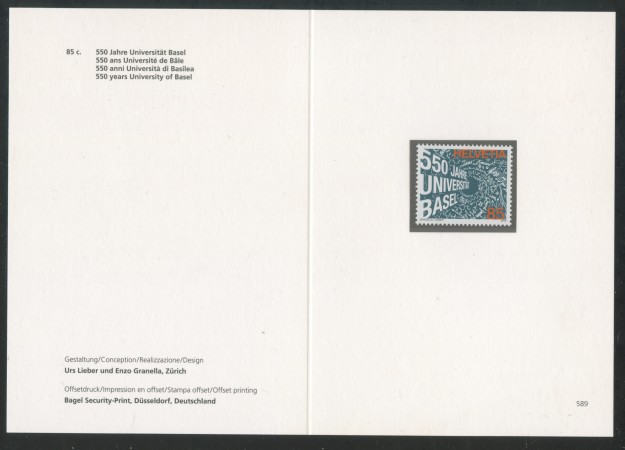 2010 - SVIZZERA - LOTTO/37736F - UNIVERSITA' DI BASILEA - NUOVO - FOLDER