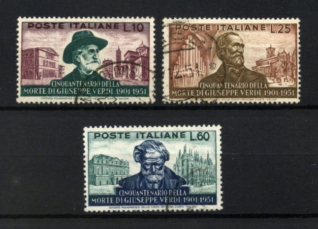 1951 - REPUBBLICA - LOTTO/47768 - GIUSEPPE VERDI  3v. USATI