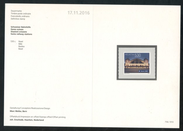 2016 - SVIZZERA - LOTTO/38034F - STAZIONI FERROVIARIE - NUOVO - FOLDER