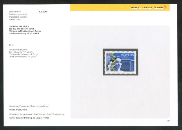 2005 - SVIZZERA - POLITECNICO DI ZURIGO - NUOVO - FOLDER - LOTTO/37443F