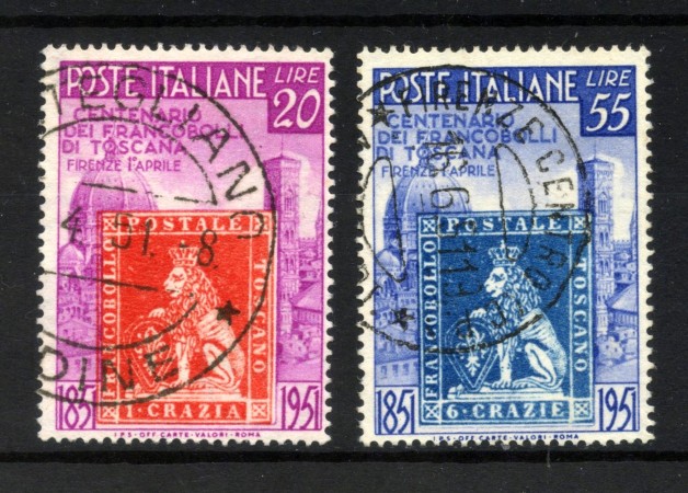 1951 - REPUBBLICA - LOTTO/47756 - PRIMI FRANCOBOLLI DI TOSCANA 2v. - USATI