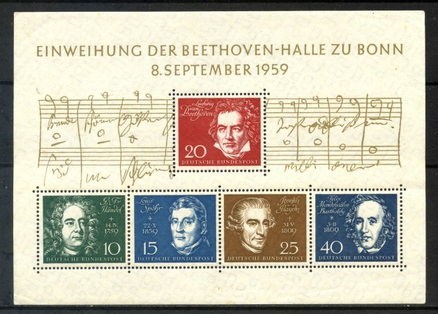 1959 - GERMANIA FEDERALE - LOTTO/31701 -  INAUGURAZIONE BEETHOVEN - HALLE - FOGLIETTO NUOVO - 