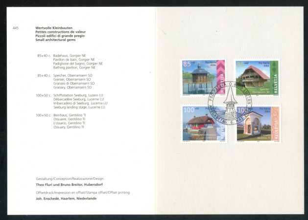 2004 - SVIZZERA - PRO PATRIA 4v. - USATI FDC - FOLDER - LOTTO/37422FU