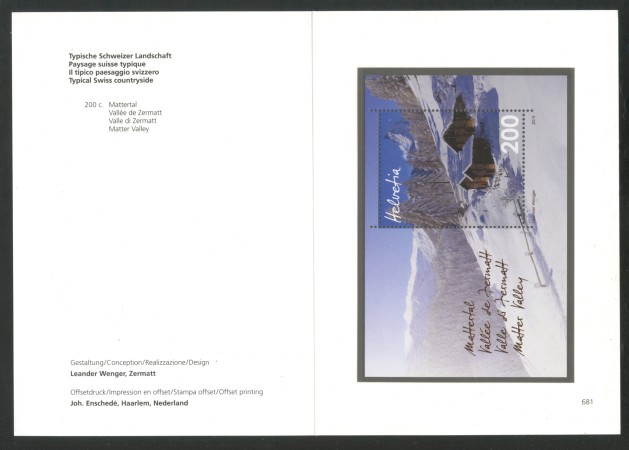 2013 - SVIZZERA - LOTTO/37842F - VALLE DI ZERMATT - FOGLIETTO - NUOVO - FOLDER