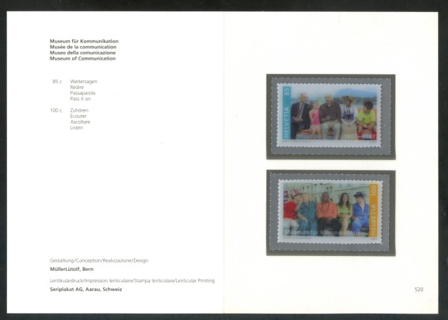 2007 - LOTTO/37555F - SVIZZERA - MUSEO COMUNICAZIONI 2v.  - FOLDER - NUOVI