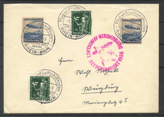 1936 - GERMANIA - LOTTO/42378 -  DIRIGIBILE Lz 129 HINDENBURG  VIAGGIO A BERLINO PER LE OLIMPIADI