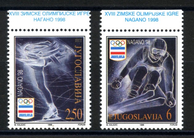 1998 - JUGOSLAVIA - OLIMPIADI DI NAGANO 2v. - NUOVI - LOTTO/35482