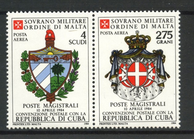 1984 - SMOM - POSTA AEREA - CONVENZIONE CON LA REPUBBLICA DI CUBA 2v. - NUOVI - LOTTO/32488
