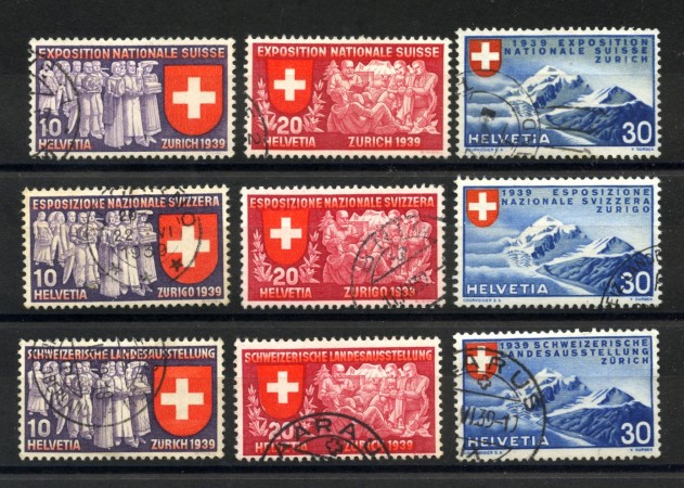 1939 - SVIZZERA - LOTTO/41685 - ESPOSIZIONE DI ZURIGO 9v. - USATI