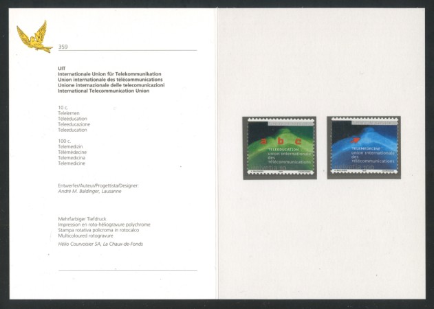 1999 - SVIZZERA - SERVIZIO - TELECOMUNICAZIONI 2v. - NUOVI - FOLDER - LOTTO/37312F