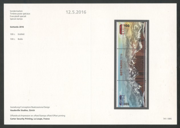 2016 - SVIZZERA - LOTTO/37901F - FERROVIA DEL GOTTARDO 3v. - NUOVI - FOLDER