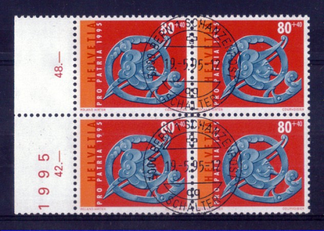 1995 - LOTTO/SVI1478QU - SVIZZERA - 80+40c. PRO PATRIA QUARTINA USATA