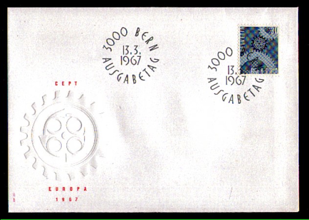 1967 - LOTTO/SVI783FDC - SVIZZERA - 30c. EUROPA - BUSTA FDC