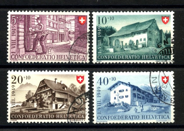 1949 - SVIZZERA - LOTTO/41701 - PRO PATRIA PORTALETTERE 4v. - USATI