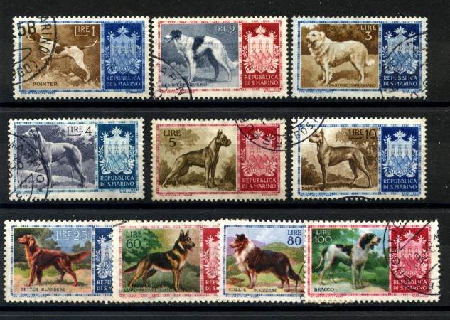 1955 - SAN MARINO -  CANI DI RAZZA 10v. - USATI - LOTTO/36698
