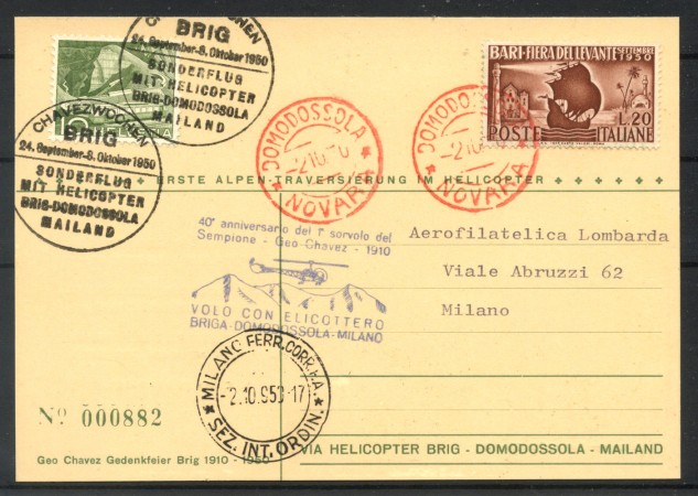 1950 - REPUBBLICA - LOTTO/40369 - PRIMA TRAVERSATA DELLE ALPI IN ELICOTTERO