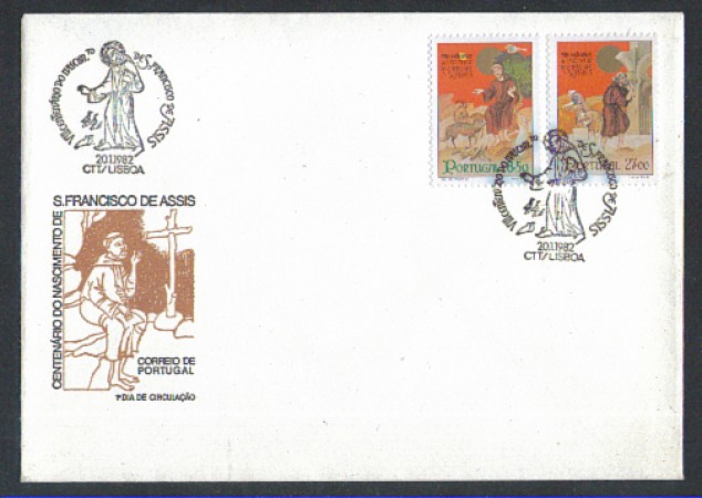 1982 - LOTTO/POR1530FD - PORTOGALLO - S.FRANCESCO - FDC