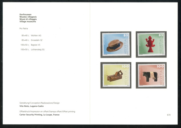 2013 - SVIZZERA - LOTTO/37830F - PRO PATRIA 4v. - NUOVI - FOLDER