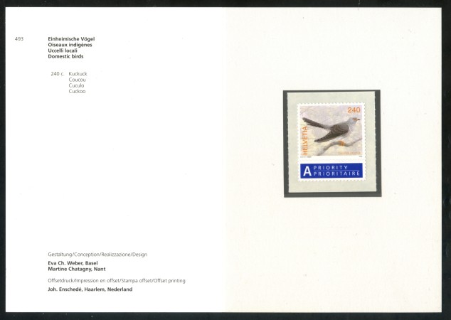 2006 - SVIZZERA - 240c. - FAUNA UCCELLI - NUOVO - FOLDER - LOTTO/37466F