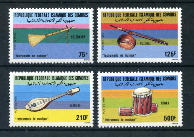 1986 - COMORES - LOTTO/19818 - STRUMENTI MUSICALI  4v. - NUOVI