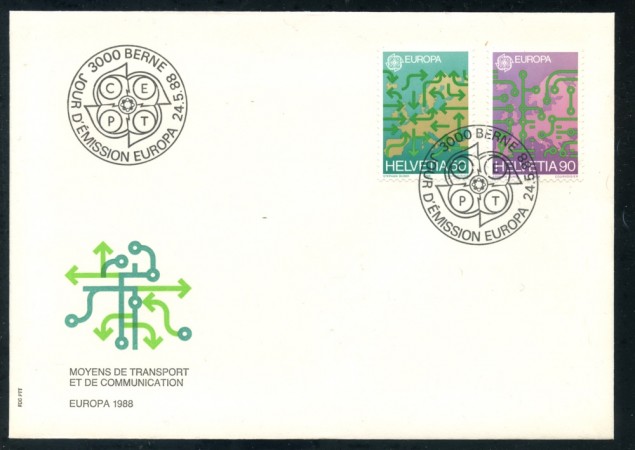 1988 - SVIZZERA - EUROPA 2v - BUSTA FDC - LOTTO/25381