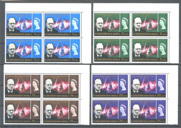 1966 - ST. CHRISTOPHER  - LOTTO/38926 - WINSTON CHURCHILL 4v. - QUARTINE NUOVI