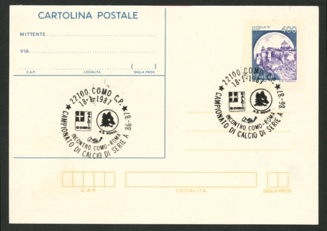 1987 - LOTTO/13764 - ITALIA - INCONTRO COMO/ROMA - ANNULLO
