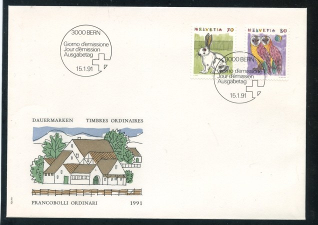 1991 - SVIZZERA - ANIMALI 2v. - BUSTA FDC - LOTTO/25308